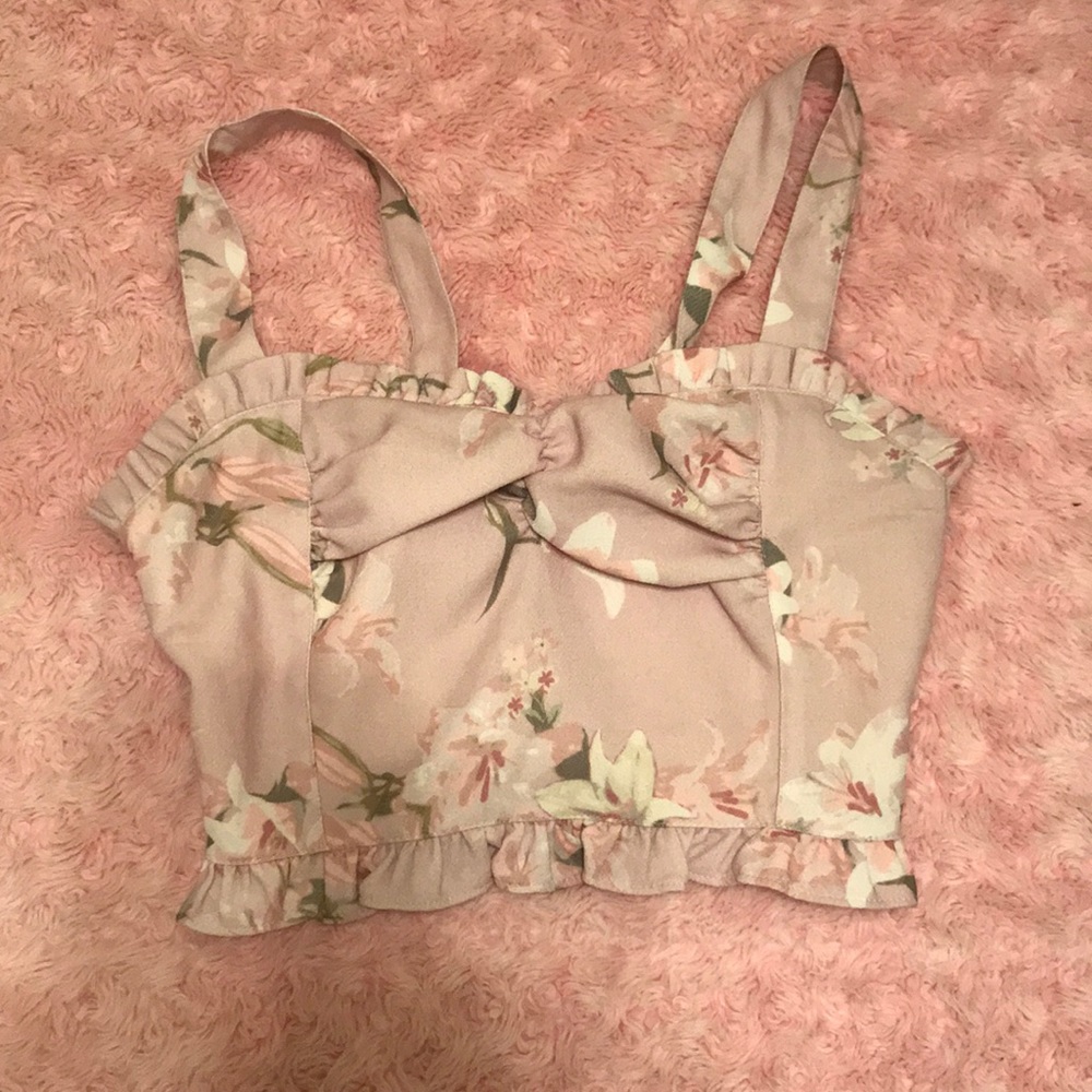 Liz Lisa Lavender Pink Floral Cropped Tank Top